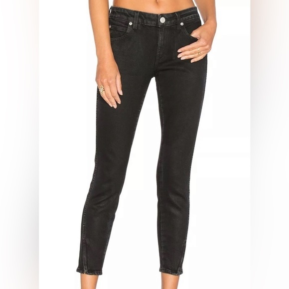 AMO REVOLVE $290 Black Wash Twist Zip Skinny Jeans EUC! - Picture 3 of 11